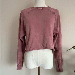 Women's Dusty Rose Cropped Activewear Workout Sweatshirt